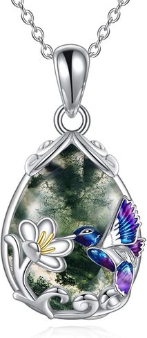 YFN Hummingbird Necklace for Women S925 Sterling Silver Blue Purple Hummingbird Pendant Necklace Hummingbirds Flower Jewelry Charm Memorial Mothers Day Gifts in Saudi Arabia