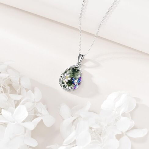 YFN Hummingbird Necklace for Women S925 Sterling Silver Blue Purple Hummingbird Pendant Necklace Hummingbirds Flower Jewelry Charm Memorial Mothers Day Gifts in Saudi Arabia
