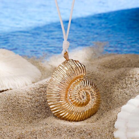 Silver Spiral Circle Conch Pendant Necklaces for Women Men Big Beachy Necklaces Surfer Necklaces Summer Trendy (Starfish) in Saudi Arabia