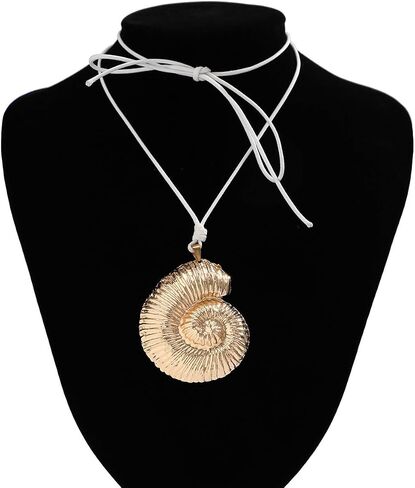 Silver Spiral Circle Conch Pendant Necklaces for Women Men Big Beachy Necklaces Surfer Necklaces Summer Trendy (Starfish) in Saudi Arabia