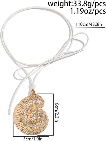 Silver Spiral Circle Conch Pendant Necklaces for Women Men Big Beachy Necklaces Surfer Necklaces Summer Trendy (Starfish) in Saudi Arabia