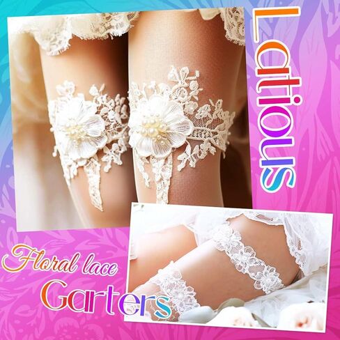 مجموعة أربطة زفاف من الدانتيل للعروس من Latious، رباط زفاف أزرق على شكل زهرة الساق، إكسسوارات للحفلات الراقصة للنساء in Kuwait