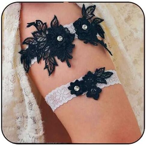 مجموعة أربطة زفاف من الدانتيل للعروس من Latious، رباط زفاف أزرق على شكل زهرة الساق، إكسسوارات للحفلات الراقصة للنساء in Kuwait