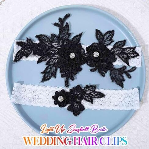 مجموعة أربطة زفاف من الدانتيل للعروس من Latious، رباط زفاف أزرق على شكل زهرة الساق، إكسسوارات للحفلات الراقصة للنساء in Kuwait