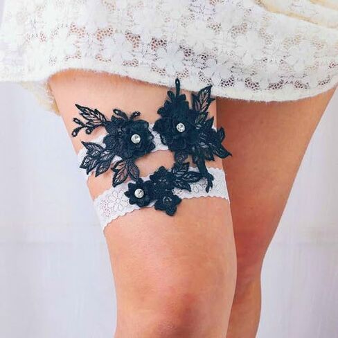 مجموعة أربطة زفاف من الدانتيل للعروس من Latious، رباط زفاف أزرق على شكل زهرة الساق، إكسسوارات للحفلات الراقصة للنساء in Kuwait