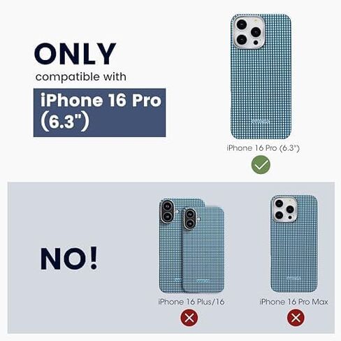 pitaka for iPhone 16 Pro Case Compatible with MagSafe, Thin & Light iPhone 16 Pro Case with a Caseless Feel, 600D Aramid Fiber Woven [Ultra Slim Case-Black/Grey (Twill)] in Kuwait