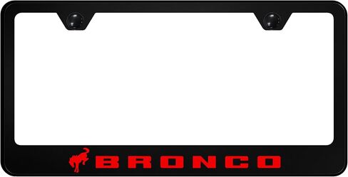 Au-TOMOTIVE GOLD INC. Officially Licensed UV Print Logo on Polycarbonate License Plate Frame for Ford Bronco (Red on Black) in Saudi Arabia