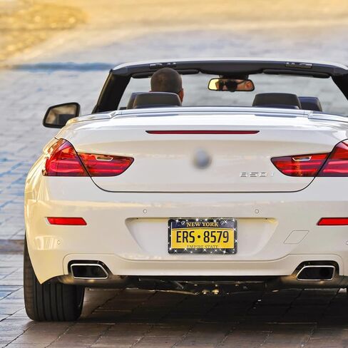 OTOEZ Black Bling License Plate Frame and Clear Cover Set for Women Sparkle Rhinestone Diamond License Plate Frame with Clear License Plate Protector for All Car Truck SUV (1 pc, Black) in Kuwait