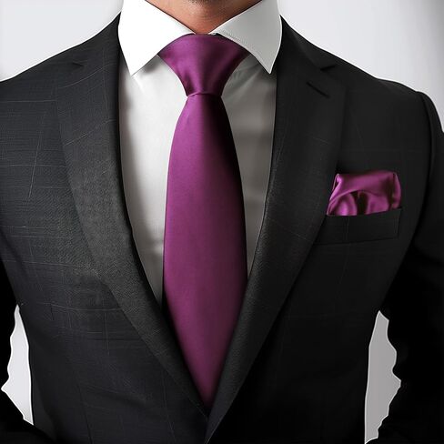 Men Tie Set Solid Necktie Pocket Square Hankerchief Set 3.15" (8CM) in Kuwait