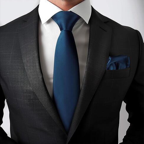 Men Tie Set Solid Necktie Pocket Square Hankerchief Set 3.15" (8CM) in Kuwait