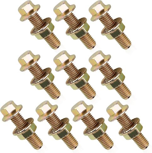 10PCS Exhaust Manifold Bolts Kit, 0.7 x 1.45 Inch Carbon Steel Non-Slip Hex Flange Nut Screws, Car Retrofit Replacement Parts, Universal for Most Car, Truck & SUV (Gold) in Saudi Arabia