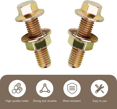 10PCS Exhaust Manifold Bolts Kit, 0.7 x 1.45 Inch Carbon Steel Non-Slip Hex Flange Nut Screws, Car Retrofit Replacement Parts, Universal for Most Car, Truck & SUV (Gold) in Saudi Arabia