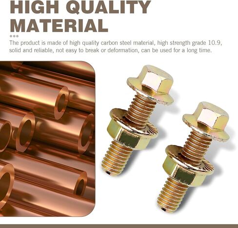 10PCS Exhaust Manifold Bolts Kit, 0.7 x 1.45 Inch Carbon Steel Non-Slip Hex Flange Nut Screws, Car Retrofit Replacement Parts, Universal for Most Car, Truck & SUV (Gold) in Saudi Arabia