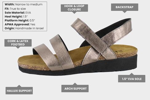 Naot Women's Kayla Wedge Sandal ، خيوط فضية ، 9-9.5 in Kuwait