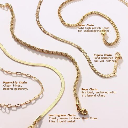Krfy 5 Pcs Gold Silver Bracelets for Women Trendy Bracelet Stack Non Tarnish Waterproof Bracelets for Women Fashion Accessories with Paperclip Herringbone Figaro Cuban Twist Chains in Kuwait