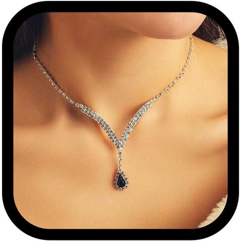 EARENT Rhinestone Bridal Jewelry Set Royal Blue Wedding Necklace and Earring for Women in Kuwait