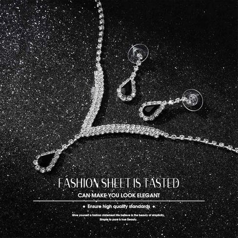 EARENT Rhinestone Bridal Jewelry Set Royal Blue Wedding Necklace and Earring for Women in Kuwait