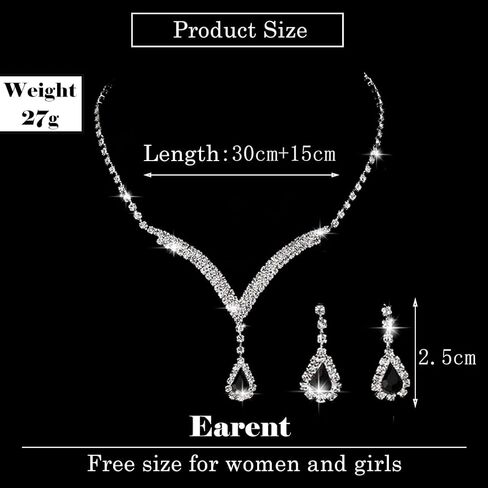 EARENT Rhinestone Bridal Jewelry Set Royal Blue Wedding Necklace and Earring for Women in Kuwait