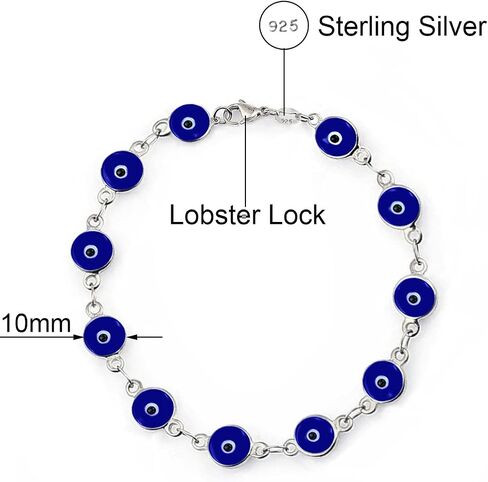 Savlano 925 Sterling Silver Glass Bead Evil Eye Bracelet - 7" inch Evil Eye Bracelet for Women Comes with Gift Box in Saudi Arabia
