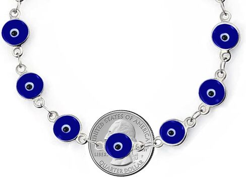 Savlano 925 Sterling Silver Glass Bead Evil Eye Bracelet - 7" inch Evil Eye Bracelet for Women Comes with Gift Box in Saudi Arabia