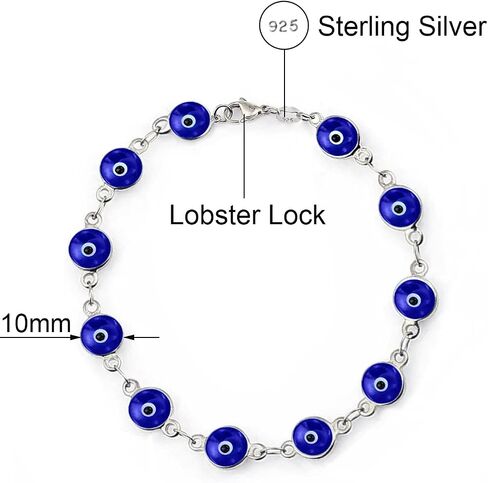 Savlano 925 Sterling Silver Glass Bead Evil Eye Bracelet - 7" inch Evil Eye Bracelet for Women Comes with Gift Box in Saudi Arabia