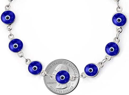 Savlano 925 Sterling Silver Glass Bead Evil Eye Bracelet - 7" inch Evil Eye Bracelet for Women Comes with Gift Box in Saudi Arabia