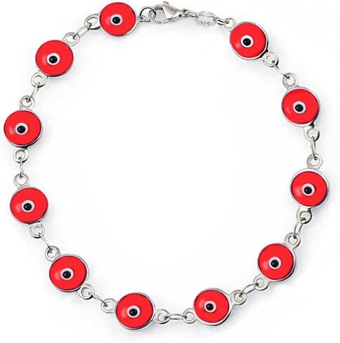 Savlano 925 Sterling Silver Glass Bead Evil Eye Bracelet - 7" inch Evil Eye Bracelet for Women Comes with Gift Box in Saudi Arabia