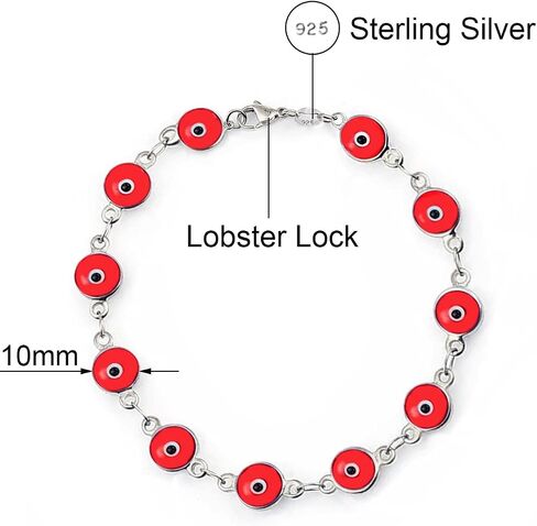 Savlano 925 Sterling Silver Glass Bead Evil Eye Bracelet - 7" inch Evil Eye Bracelet for Women Comes with Gift Box in Saudi Arabia