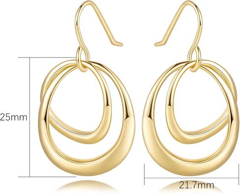 أقراط ذهبية للنساء 14 كيلو آر أقراط للنساء متدفقات متدلية للأطواق النسائية الإشعاعية وساحرة الأطواق المزدوجة المتدقة للسيدات للسيدات in Kuwait