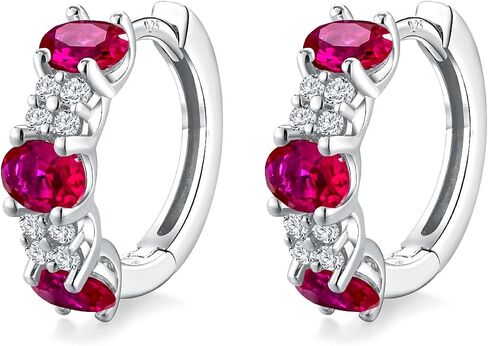 Small Hoop Earrings for Women Hypoallergenic 925 Sterling Silver 13.5mm Thick Huggie Earrings Hoops Created Gemstone Diamond Birthstone Wedding Earrings in Saudi Arabia