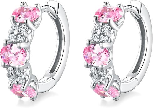 Small Hoop Earrings for Women Hypoallergenic 925 Sterling Silver 13.5mm Thick Huggie Earrings Hoops Created Gemstone Diamond Birthstone Wedding Earrings in Saudi Arabia