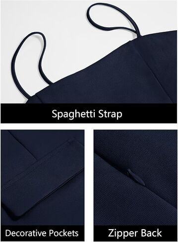 Wenrine Womens Spaghetti Strap Mini Dress Summer Sleeveless Zipper Back Slim Fit Party A Line Dresses in Kuwait