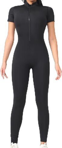 بليتات طويلة الأكمام للنساء ، zip up romper bottom bodysuit yoga podysuit in Kuwait