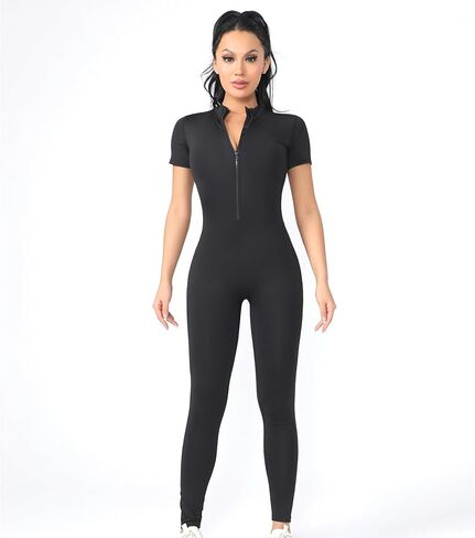 بليتات طويلة الأكمام للنساء ، zip up romper bottom bodysuit yoga podysuit in Kuwait