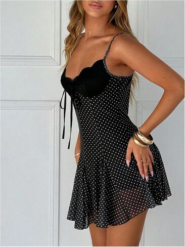 MakeMeChic Women's Leopard Print Mini Dress Lace V Neck Tie Front Cheetah Short Dresses Party Club Rave Outfits in Saudi Arabia