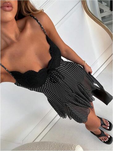MakeMeChic Women's Leopard Print Mini Dress Lace V Neck Tie Front Cheetah Short Dresses Party Club Rave Outfits in Saudi Arabia