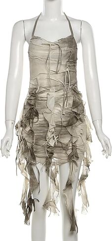 فستان بلا أكمام للنساء Y2K Wasteland Rogue التعادل في العصور الوسطى اللباس V الرقبة A-LINE MINI Dresses Streetwear in Kuwait