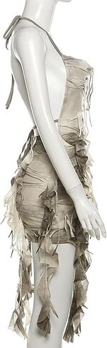 فستان بلا أكمام للنساء Y2K Wasteland Rogue التعادل في العصور الوسطى اللباس V الرقبة A-LINE MINI Dresses Streetwear in Kuwait