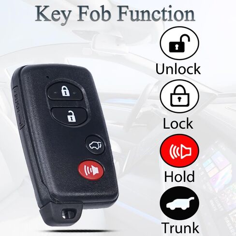 Smart Key Fob Shell Case Replacement Fits for Toyota Higjlander Venza Avalon Camry Corolla 2008-2016 Key Fob Cover Housing Keyless Entry Remote Control 4 Button Pad Cover (HYQ14AAB, HYQ12ACX) in Saudi Arabia
