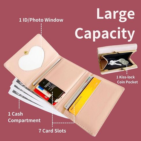 محفظة محفظة لطيفة محافظ صغيرة للنساء محفظة جمالية جيب العملة الجمالية للسيدات (الوردي) in Kuwait