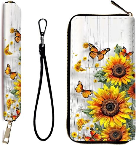 Wallet Women RFID Blocking PU Leather Multi Credit Card Large Capacity Zip Wallet, Ultra Slim Holder Bifold Clutch Coin Travel Purse with Wristlet Wallets for Women Men, Dream Dragonfly in Saudi Arabia