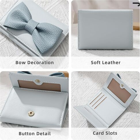 Small Wallets Woman, Cute Tri-fold Ladies Coquette Wallet for Women, Pink Bow Credit Card Coin Holder Purse with ID Window for Cash Key Change (Pink) in Saudi Arabia