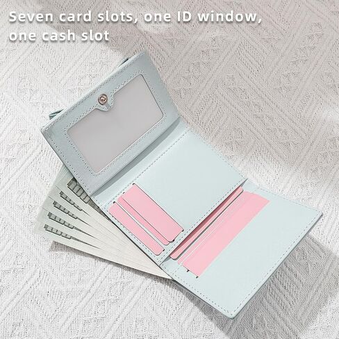 Small Wallets Woman, Cute Tri-fold Ladies Coquette Wallet for Women, Pink Bow Credit Card Coin Holder Purse with ID Window for Cash Key Change (Pink) in Saudi Arabia