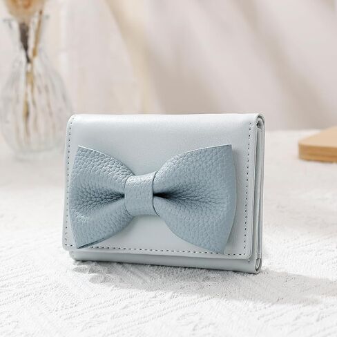 Small Wallets Woman, Cute Tri-fold Ladies Coquette Wallet for Women, Pink Bow Credit Card Coin Holder Purse with ID Window for Cash Key Change (Pink) in Saudi Arabia