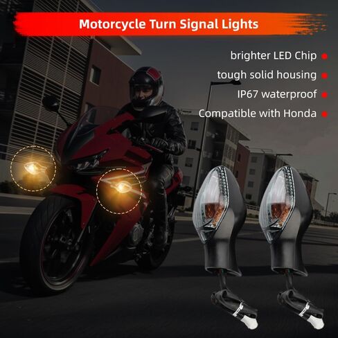 Motorcycle LED Turn Signal Light Front Rear Mount Smoke Lens Light Compatible with Honda CBR400R, CB 400F, CB 400X, CBR 500R, CB 500F, CB 500X, CBR 650F, CB 650F in Saudi Arabia