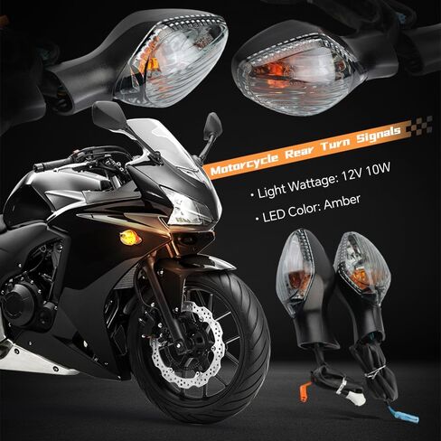 Motorcycle LED Turn Signal Light Front Rear Mount Smoke Lens Light Compatible with Honda CBR400R, CB 400F, CB 400X, CBR 500R, CB 500F, CB 500X, CBR 650F, CB 650F in Saudi Arabia