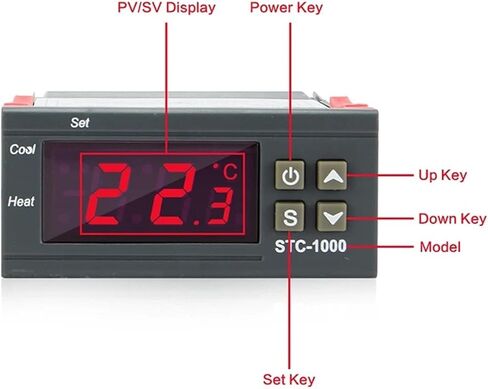 STC-1000 12V 24V 220V وحدة تحكم درجة الحرارة الرقمية لمرحل الحاضنة LED 10A تبريد التدفئة الحرارية الحرارية (24V) in Saudi Arabia