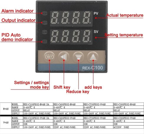 REX-C100/C400/C700/C900 وحدة تحكم درجة حرارة PID الرقمية ترموستات SSR الناتج MAX40A ترحيل K THERMOCOUPLE PROBE 110V ~ 240V (C700V-AN) in Saudi Arabia