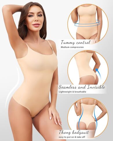 LEVAO Shapewear Bodysuits for Women Tummy Control Body Suits Seamless Sculpting Thong Body Shaper XS-XL in Saudi Arabia