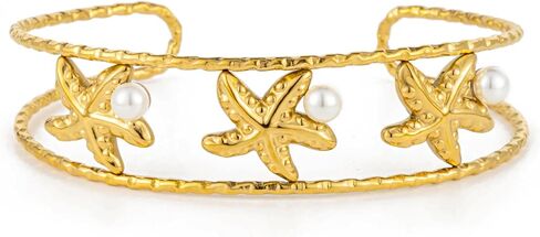 Gold Starfish Shell Coach Cuff Bangle for Women Ocean موضوع السوار الصيفي المجوهرات in Kuwait